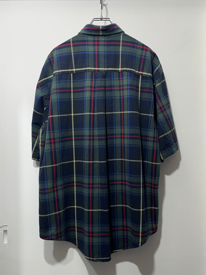 1990s "LANDS' END" checkered seersucker s/s shirt