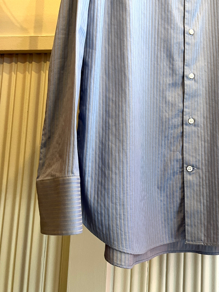 1990s "ARMANI COLLEZIONI" dusty blue stripe shirt