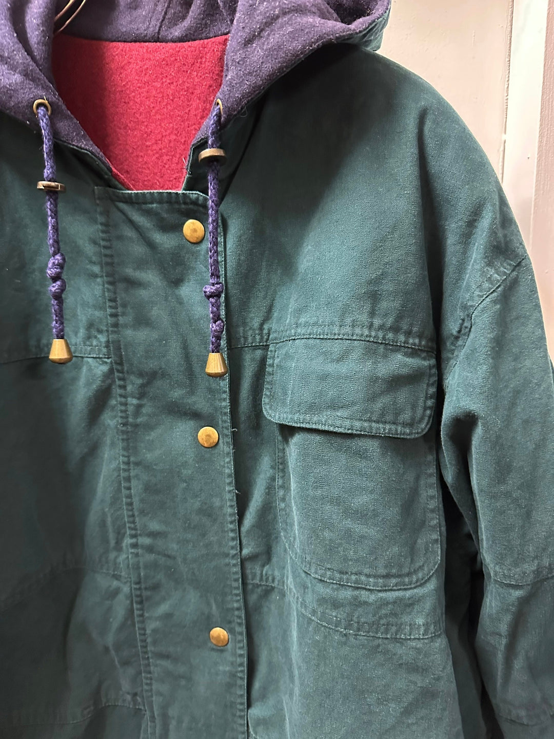 1980-90s reversible mulch color fireman hook hooded coat