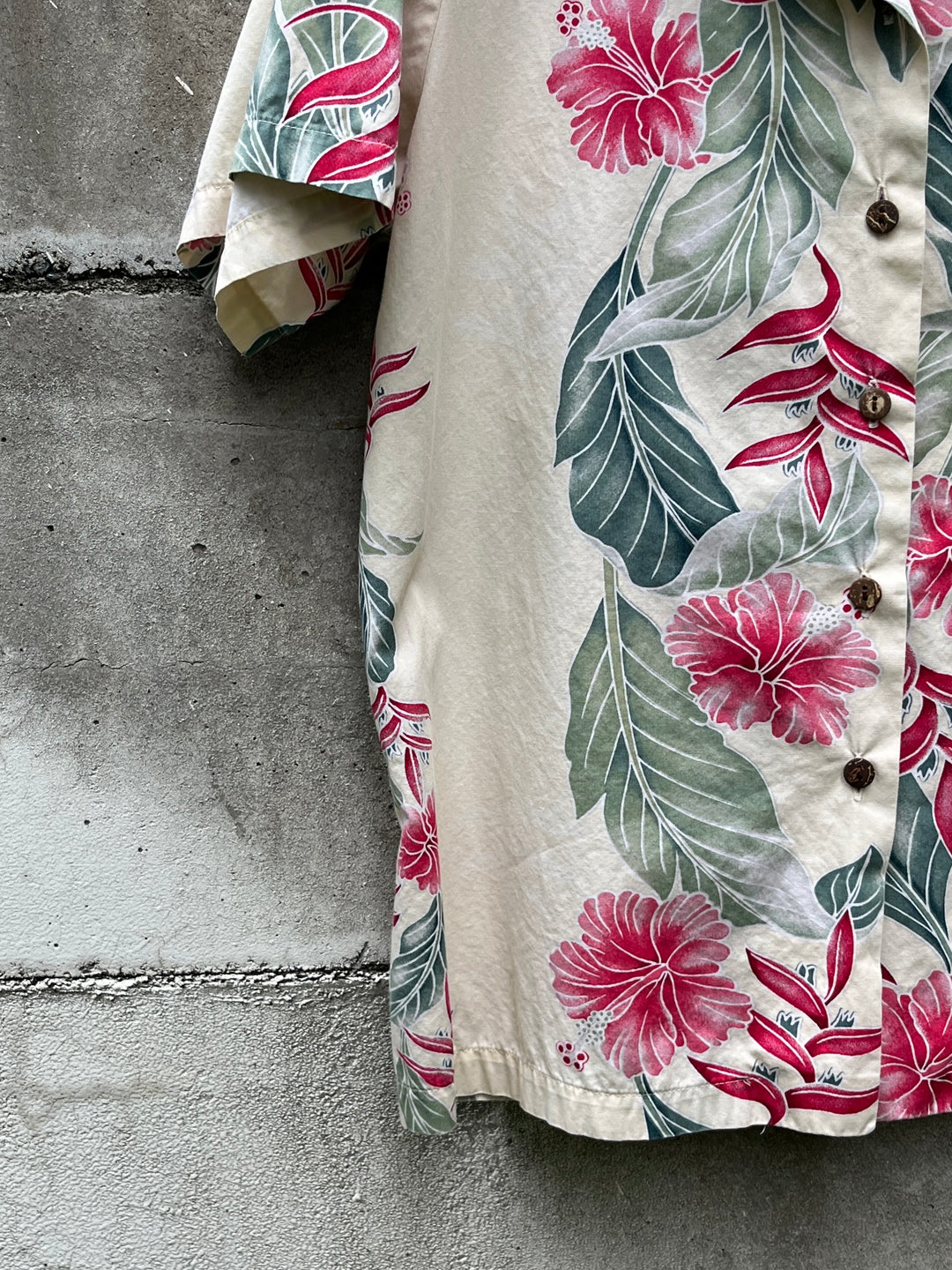 1980-90s Hawaii made botanical print s/s shirt