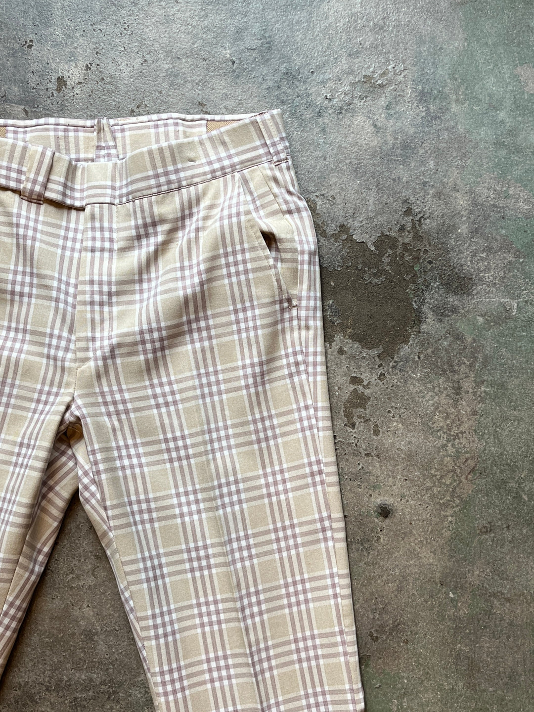 1970s checkered flare slacks
