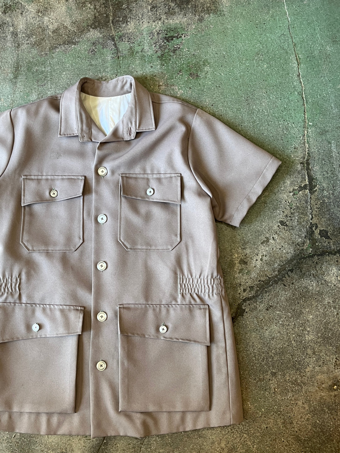 1970s taupe 4-pocket custam s/s bush jacket