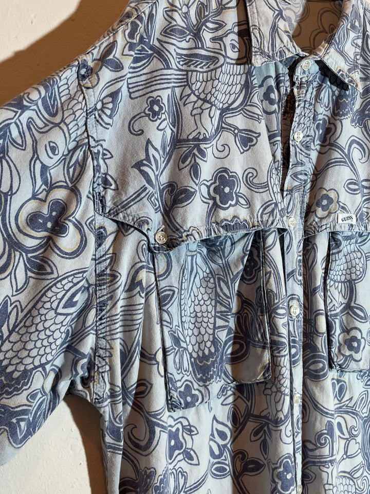 1980-90s USA made "GUESS" art pattern shirt