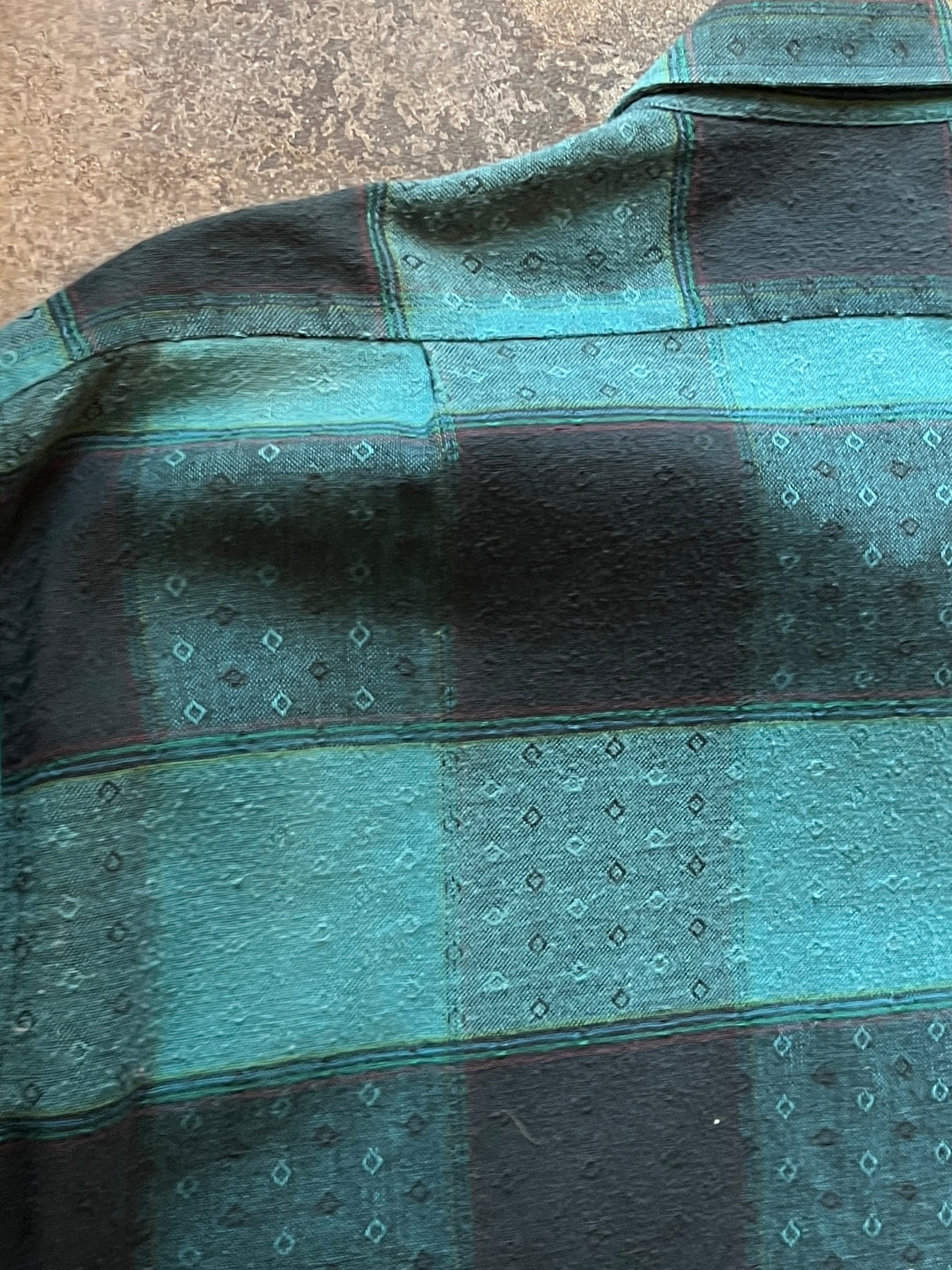 1980-90s FRANCE made green × black check shirt