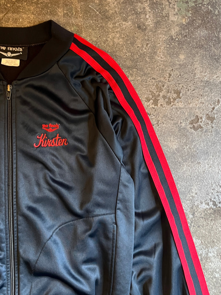 1980s back embroidery black × red track jacket