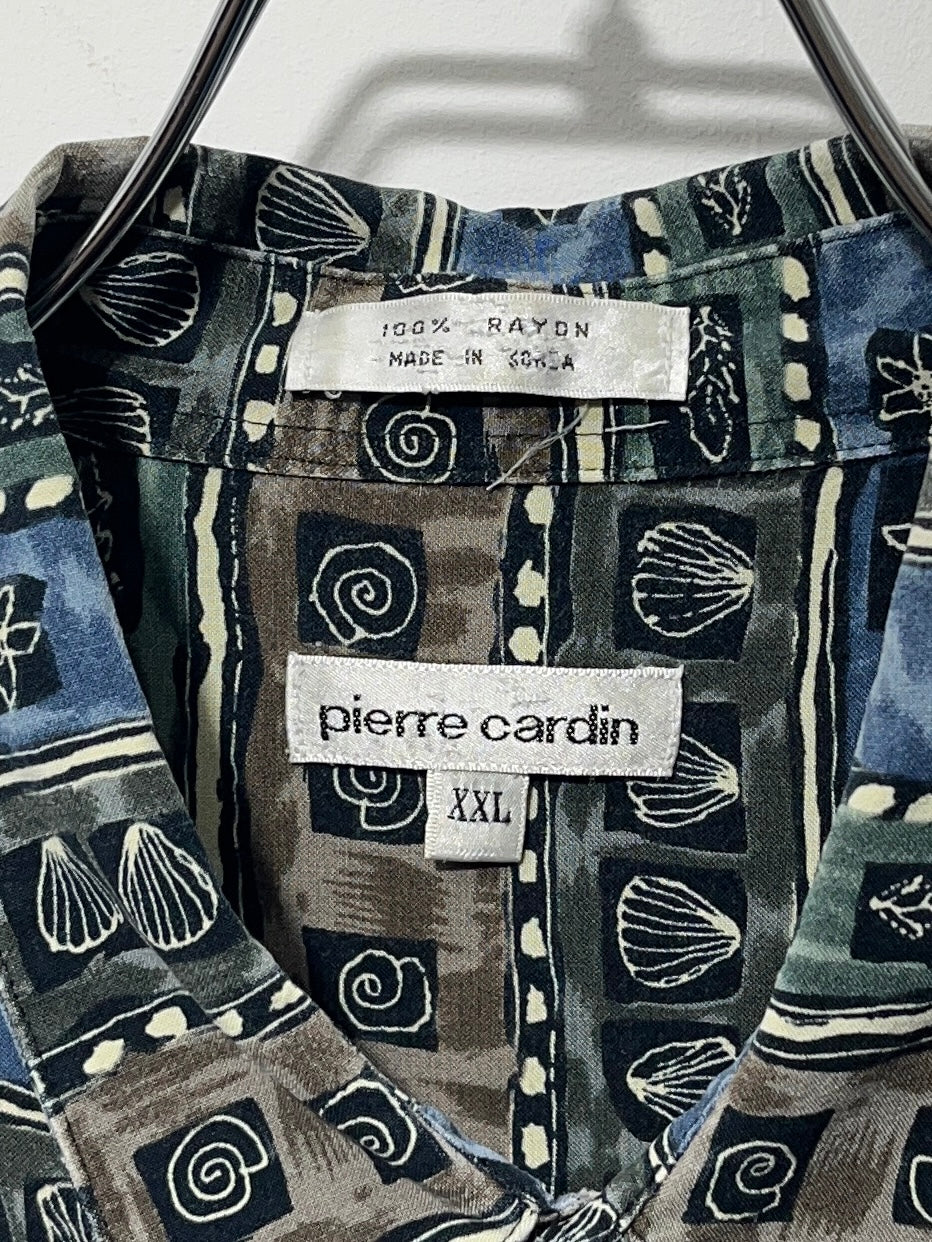 1990s "pierre cardin" shell art pattern s/s shirt