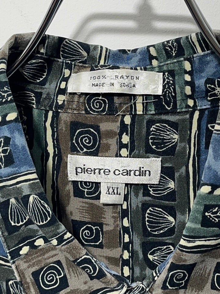 1990s "pierre cardin" shell art pattern s/s shirt