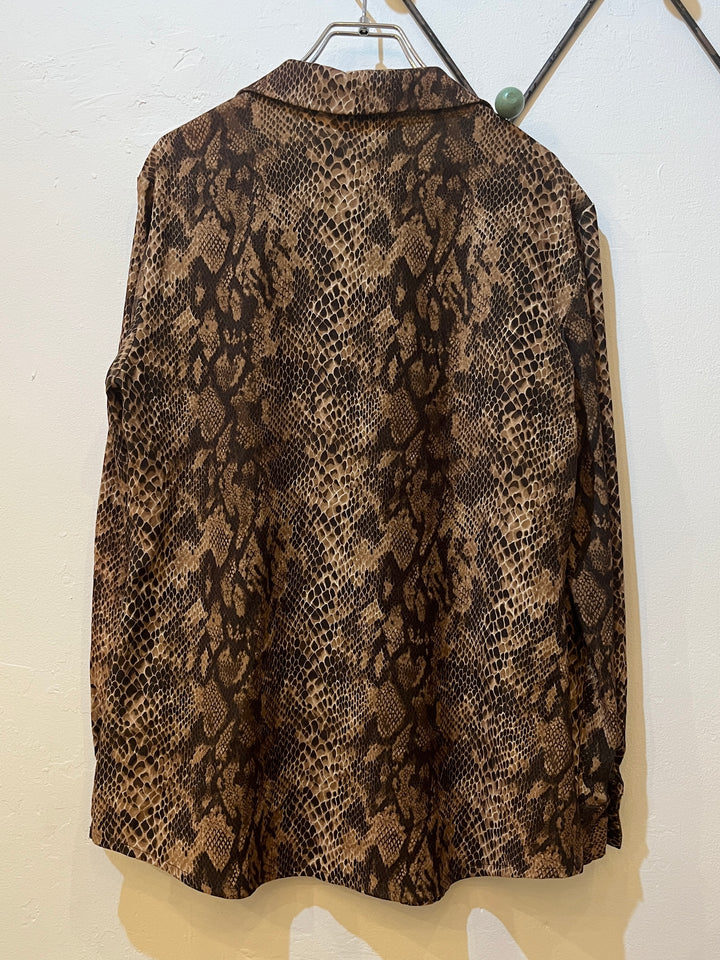 1990s python pattern open collar shirt