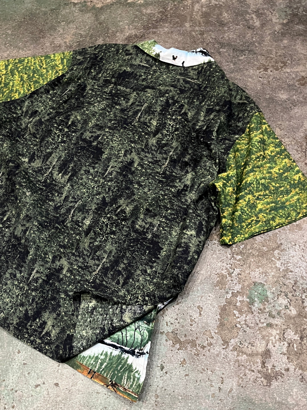 1980-90s wilderness all-over pattern open collar shirt