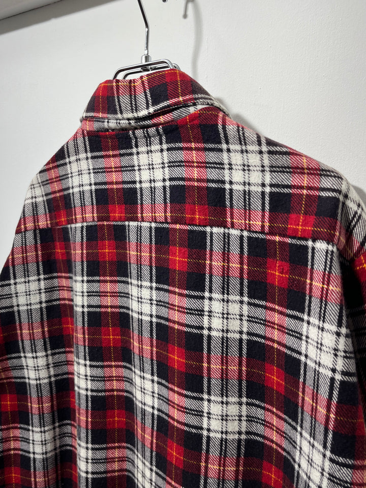 1960-70s red × black checkered flannel shirt