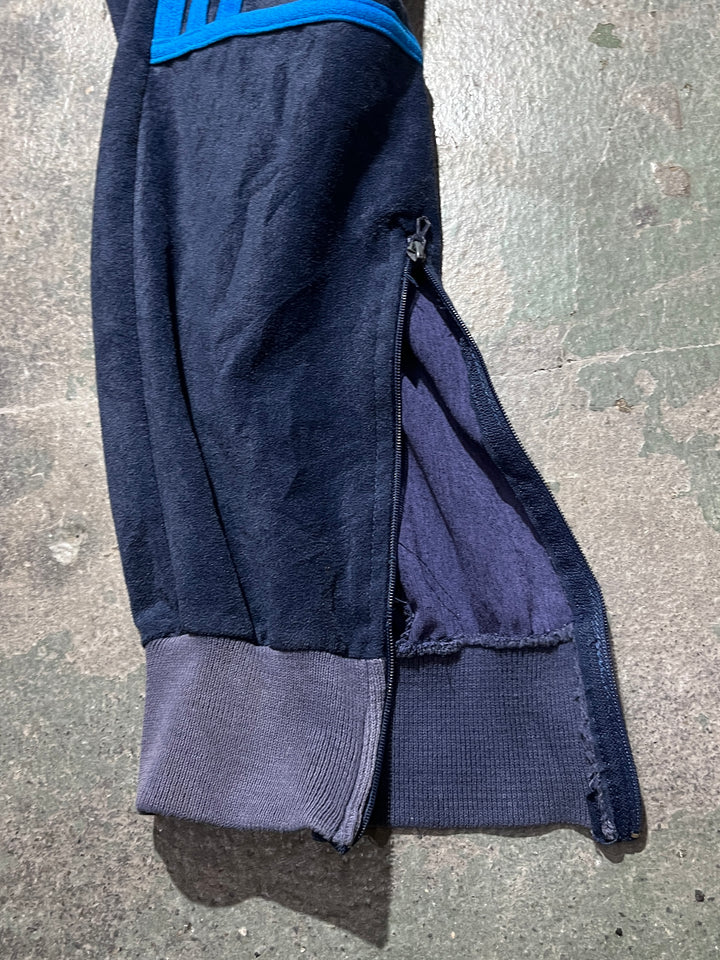 1980s "adidas" navy × blue velour track pants