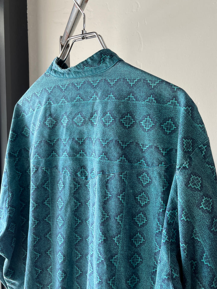 1980-90s all-over native pattern stand collar shirt