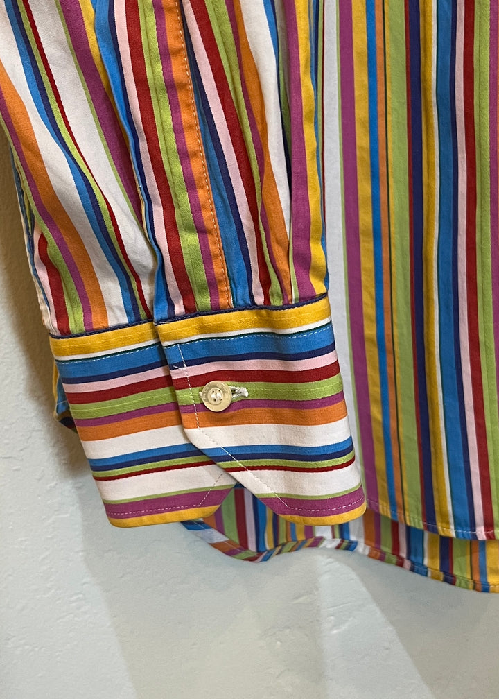 1990s ITALY made "ETRO" colorful stripe shirt