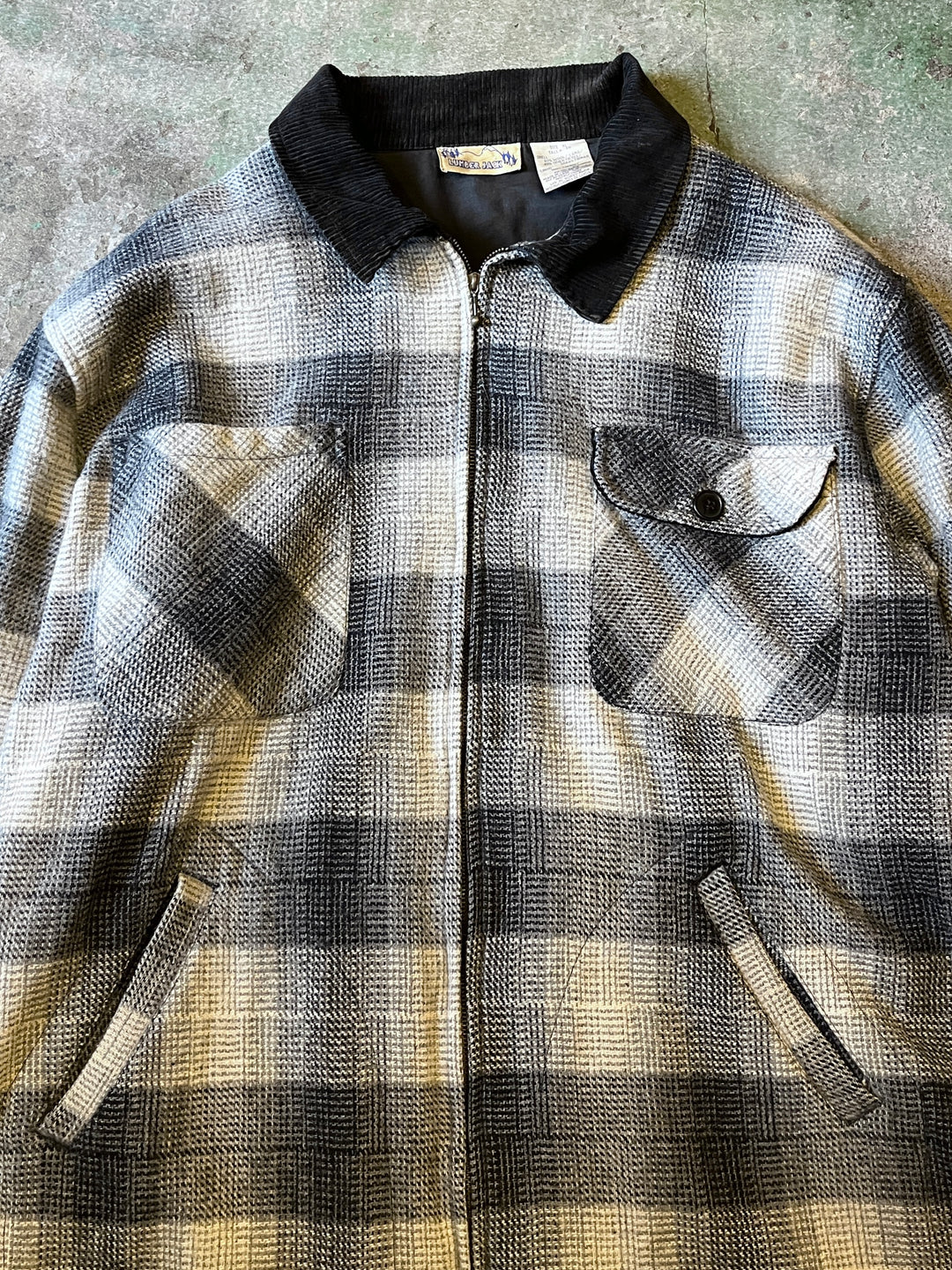1990s ombré check wool harf coat