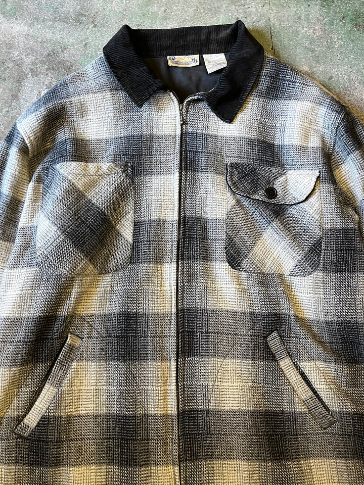 1990s ombré check wool harf coat