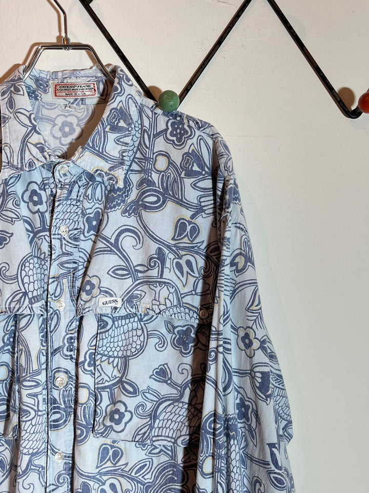 1980-90s USA made "GUESS" art pattern shirt