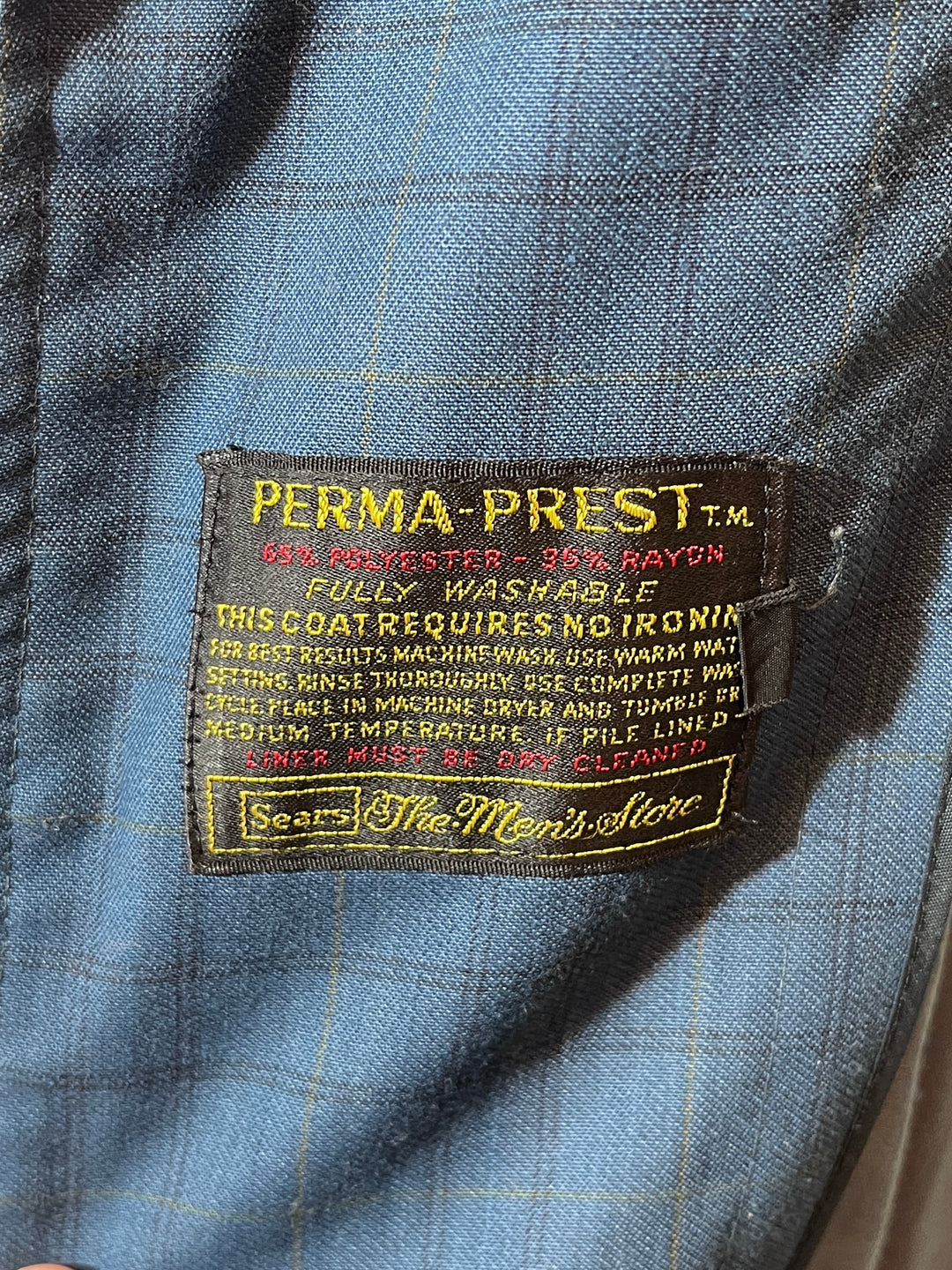 1960s "Sears" steel blue windowpane balmacaan coat