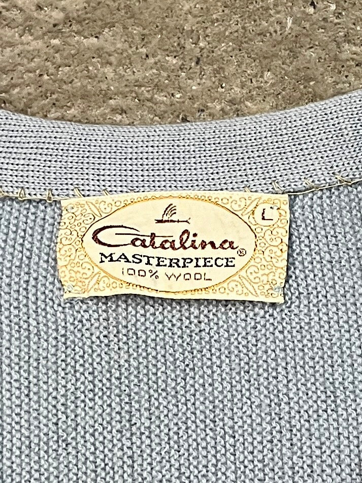 1960s "Catalina" pale blue knit cardigan