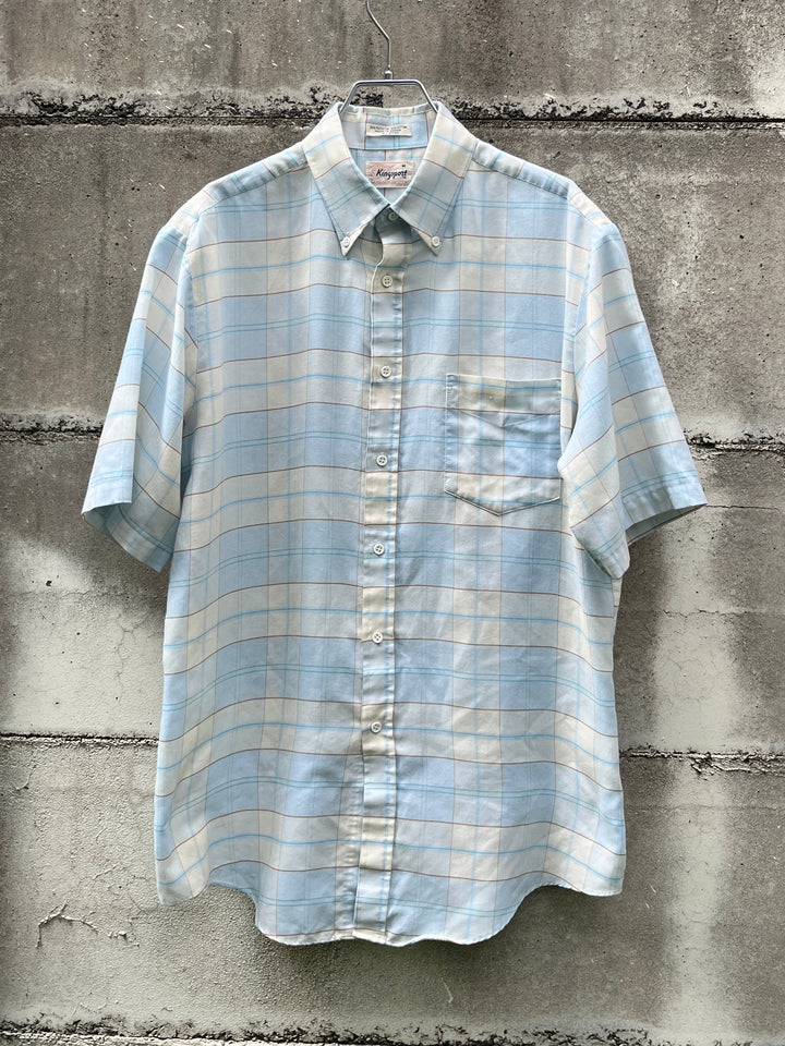 1980-90s pale blue × white checkered s/s B.D shirt