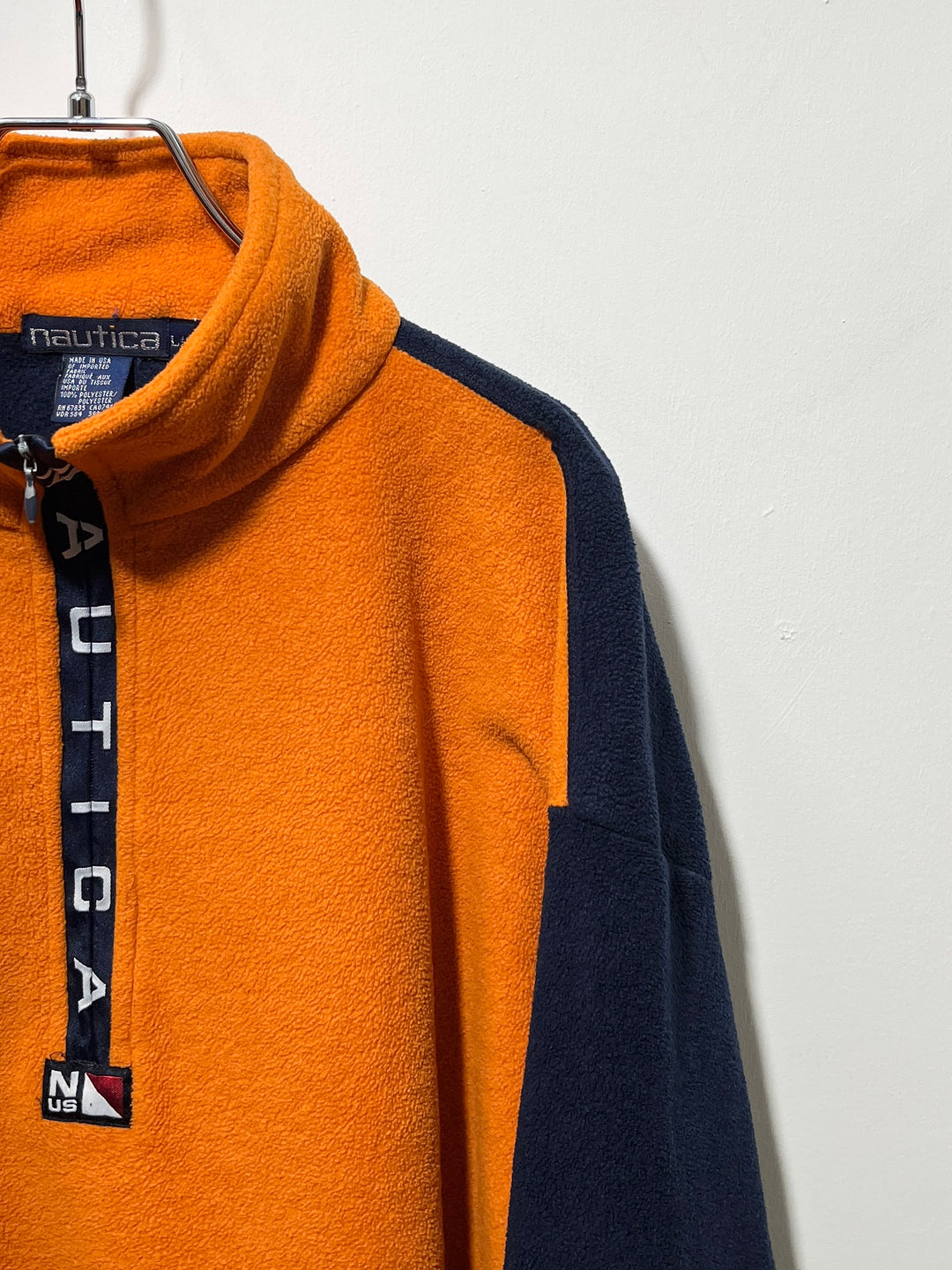 1990s USA made "nautica" orange × navy halfzip fleece jacket