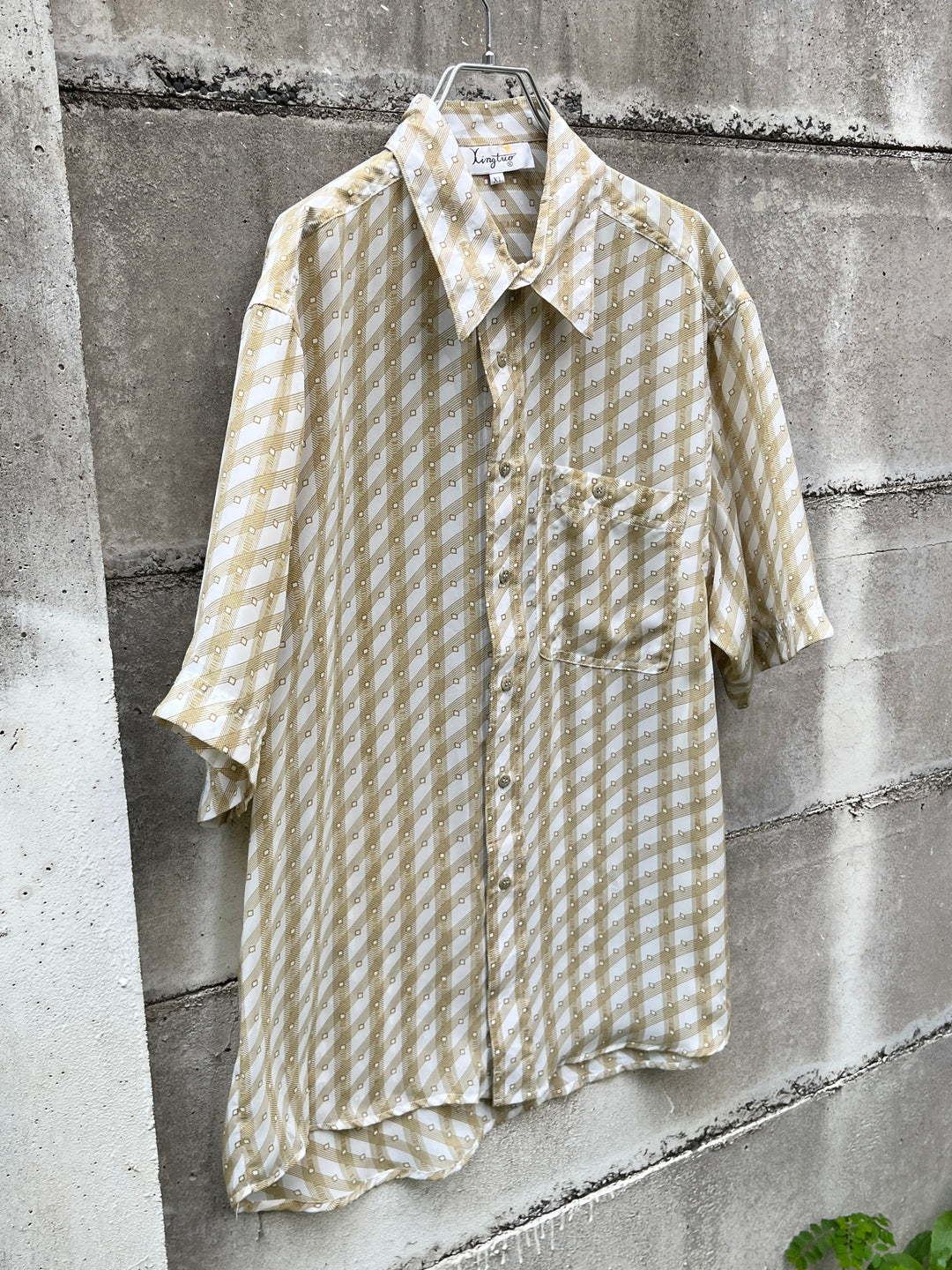 1970s diamond checkered s/s shirt