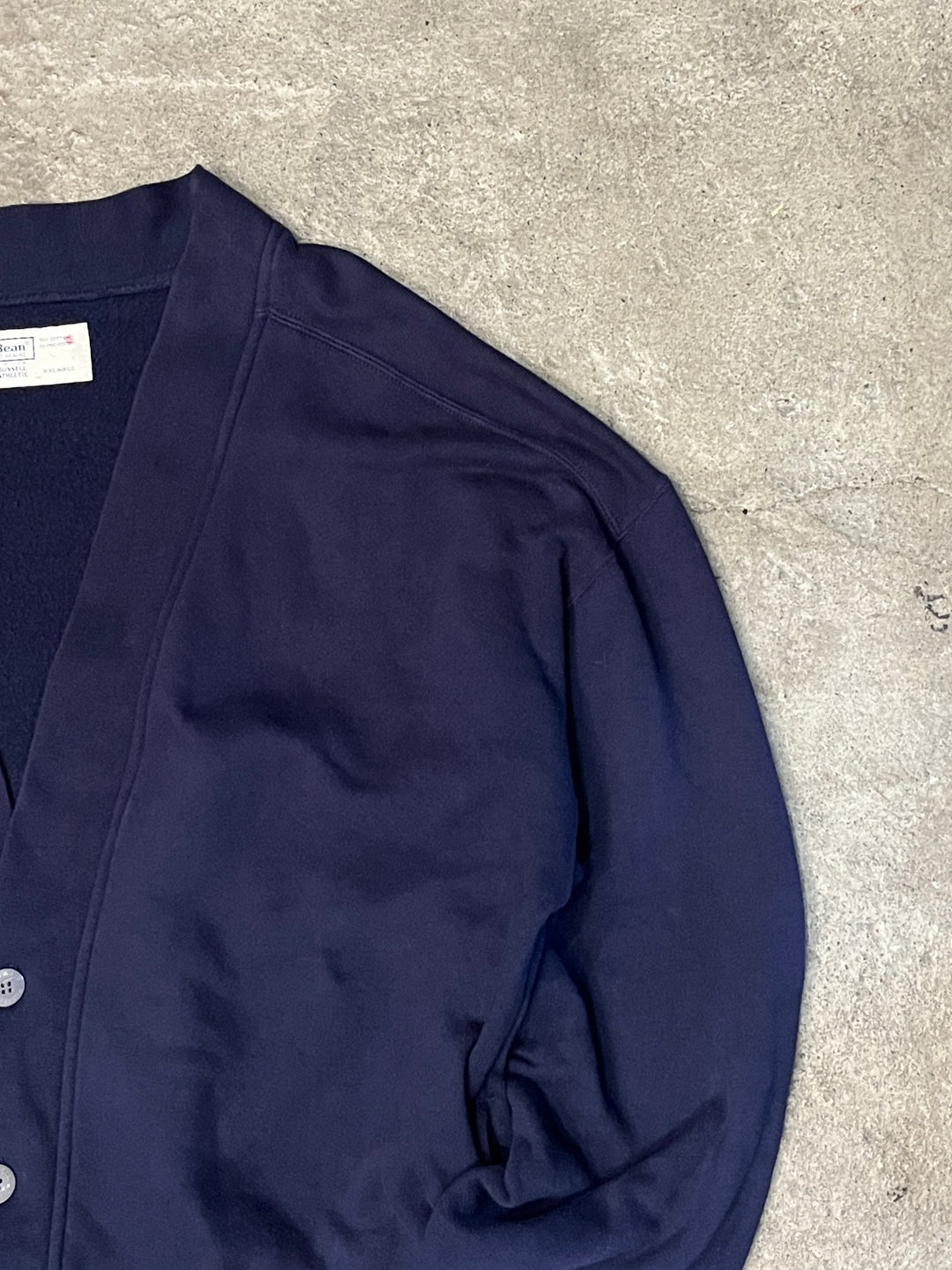 1980-90s USA made "L.L Bean × RUSSELL ATHLETIC" navy sweat cardigan