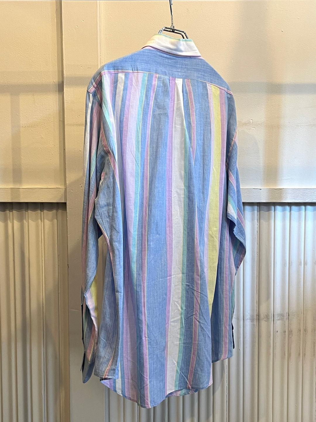 1990s "Polo by Ralph Lauren" multi color stripe B.D shirt