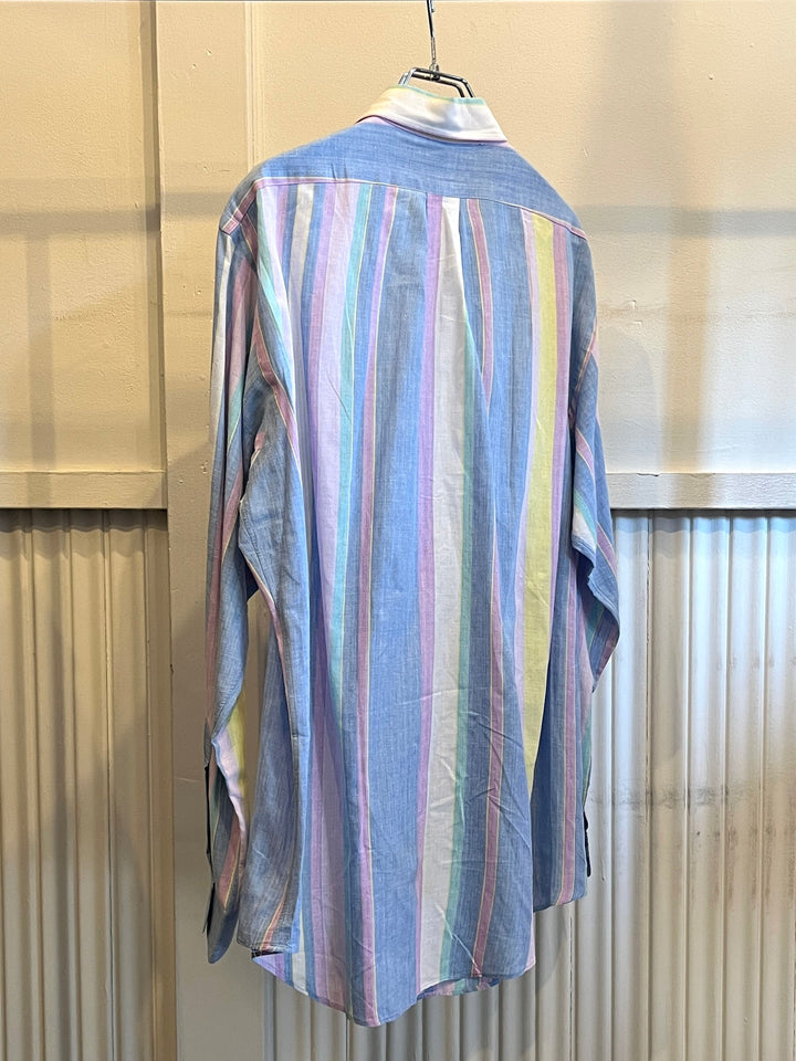 1990s "Polo by Ralph Lauren" multi color stripe B.D shirt