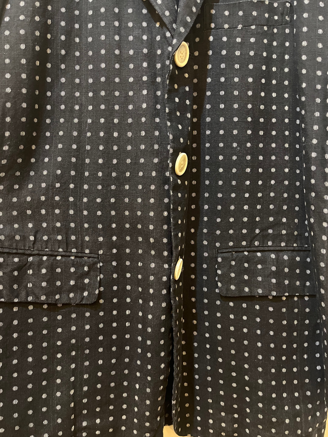 "TOKIO KUMAGAI" kasuri design polka dot linen tailored jacket