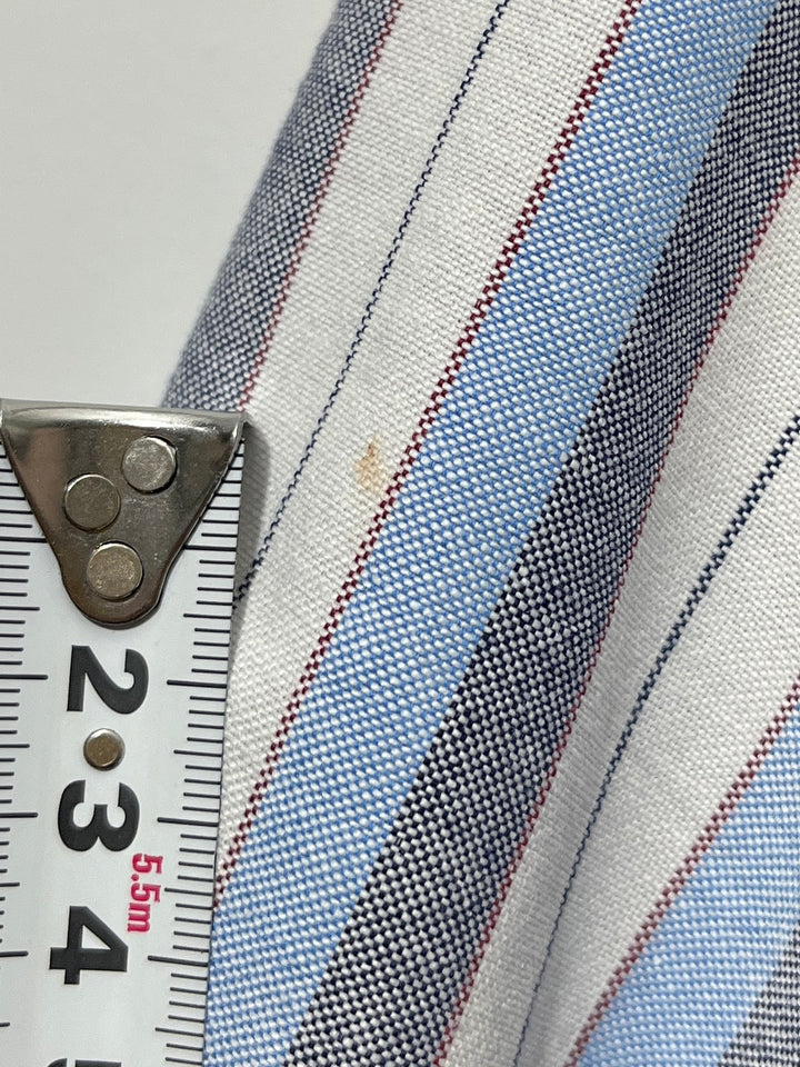 1990-00s pale blue × gray stripes s/s shirt