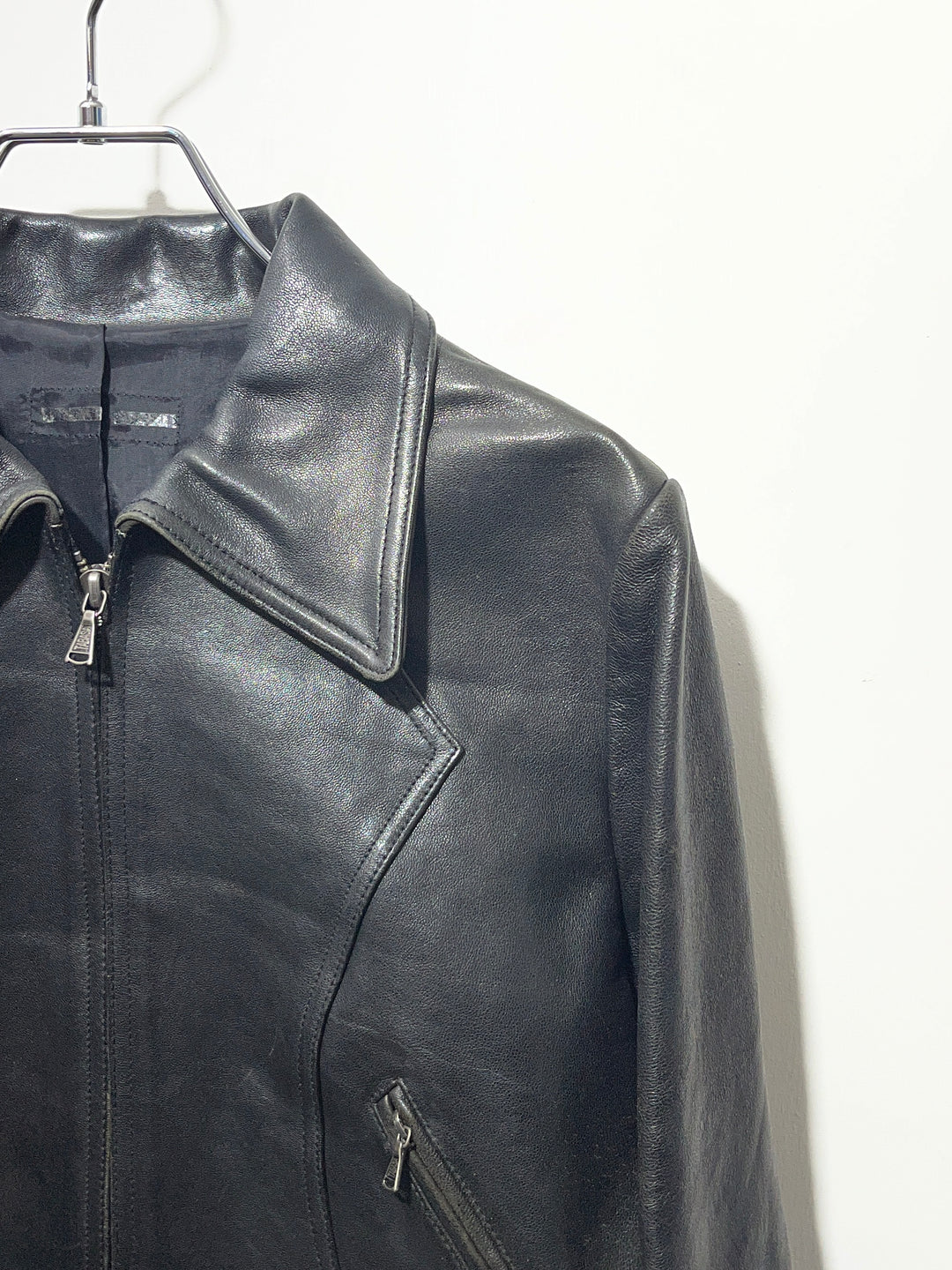 1990-00s black cropped leather jacket
