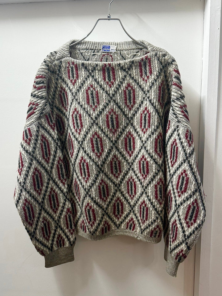 1980-90s ITALY made abstract pattern boat neck knit