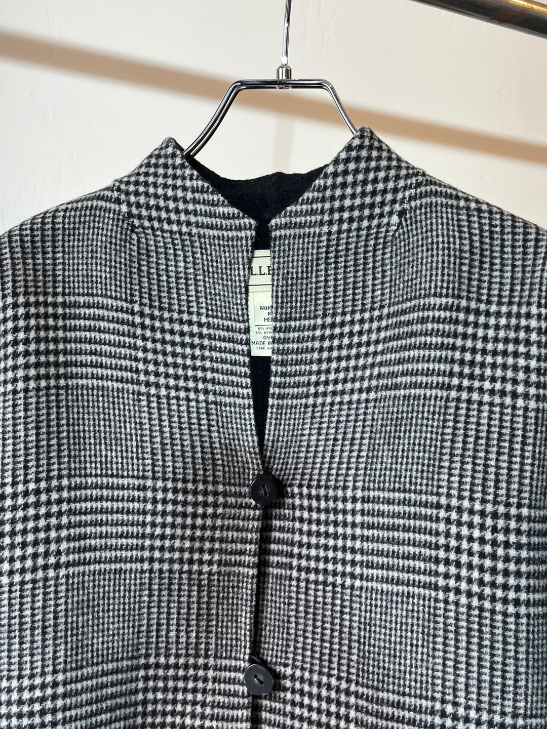 1990s "L.L.Bean" glen check collarless reversible jacket