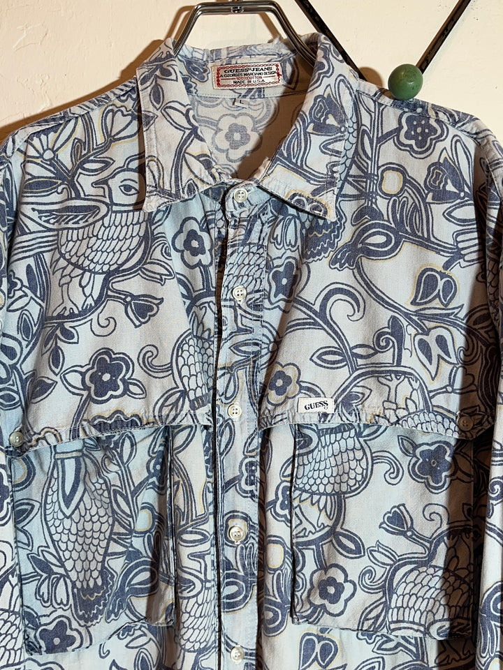 1980-90s USA made "GUESS" art pattern shirt