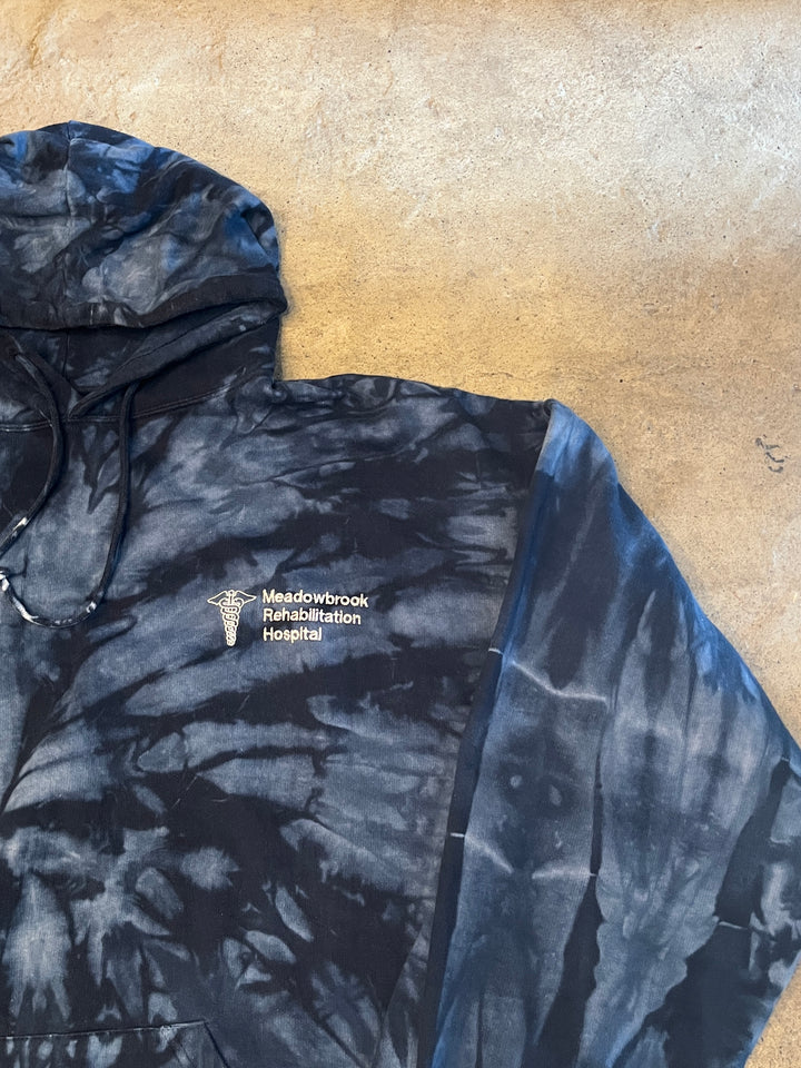 1990s deep blue tie-dye color sweat hoodie