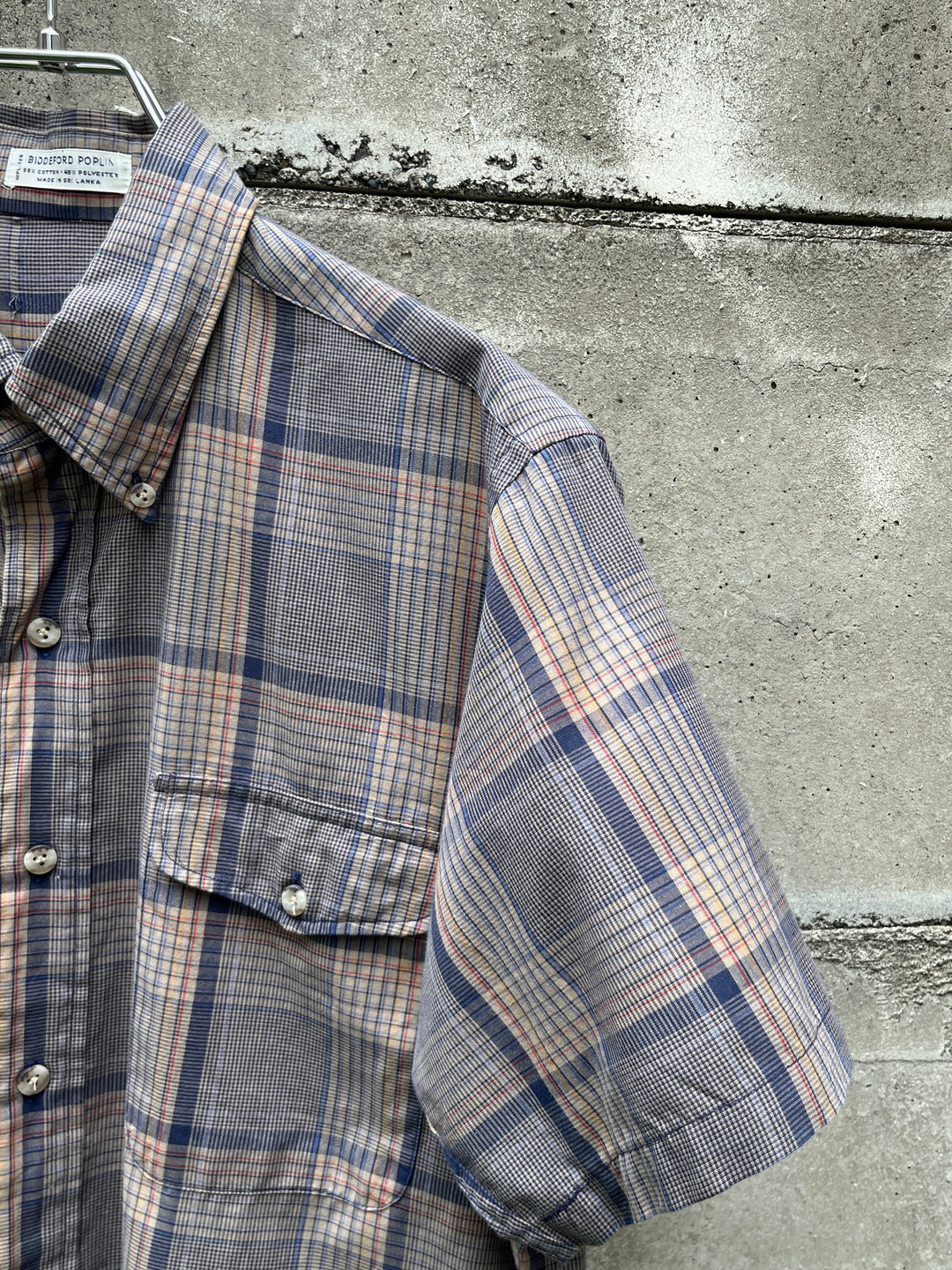 1980-90s gren checkered s/s B.D shirt