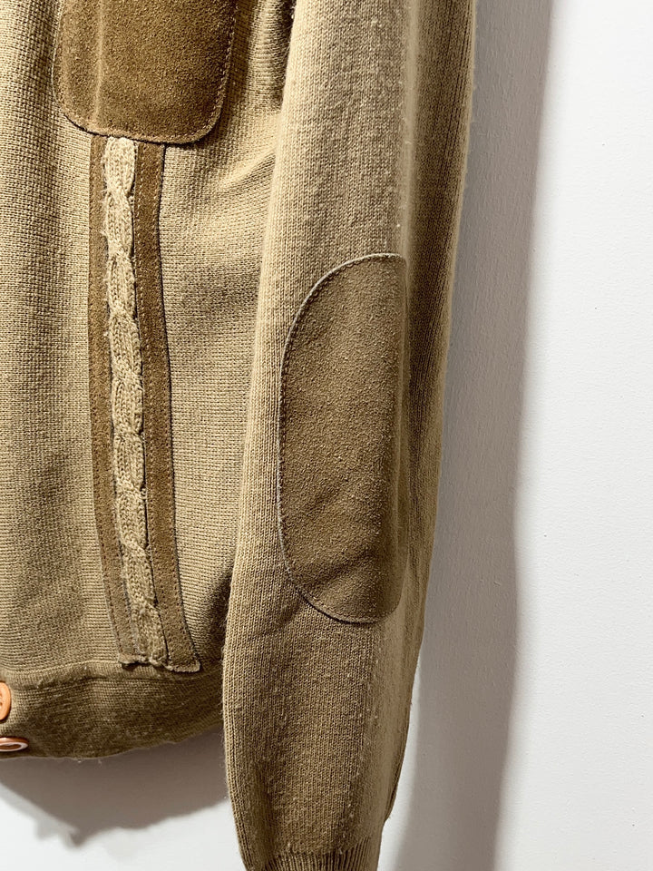 1970s suede patchwork design knit jacket