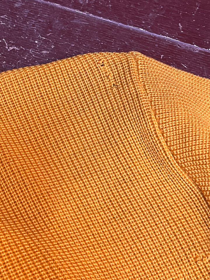 1950-60s mustard letterd knit cardigan