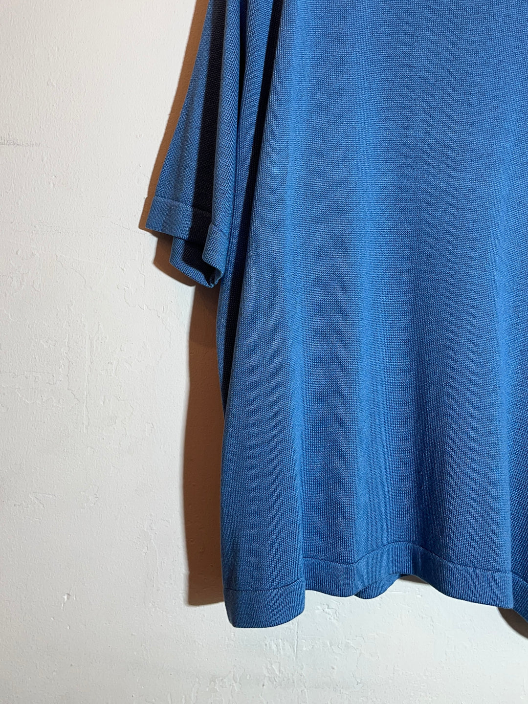 1980-90s "Aquascutum" dusty blue half sleeve summer knit