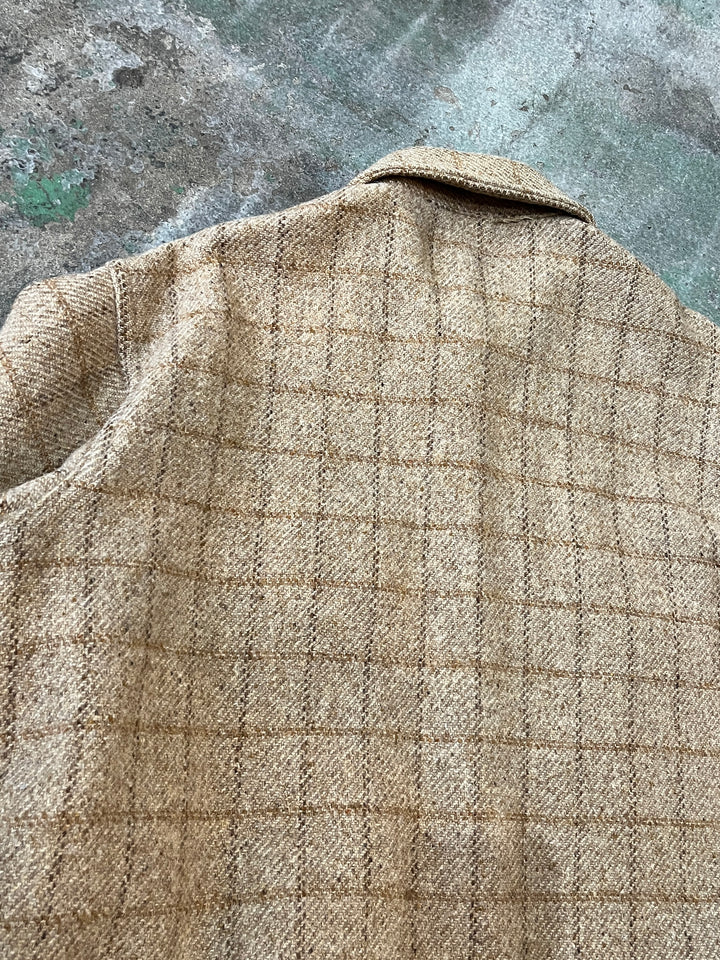 1970s "Woolrich" brown beige check wool shirt