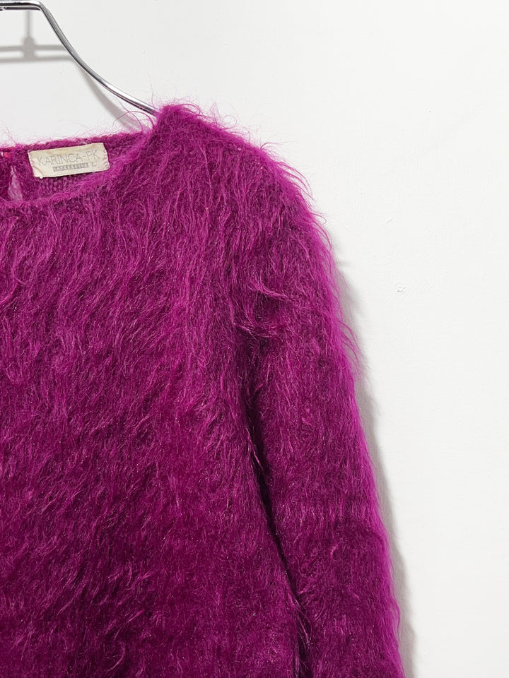 1980-90s magenta color mohair knit