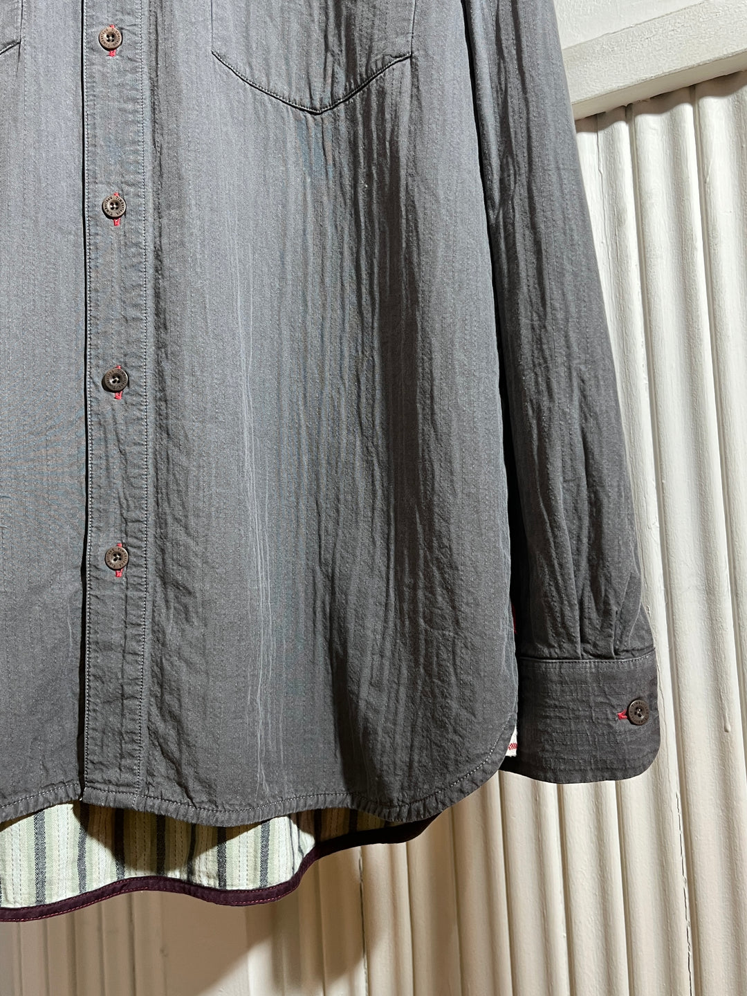 2000s "Timberland" stitched stripe design work shirt