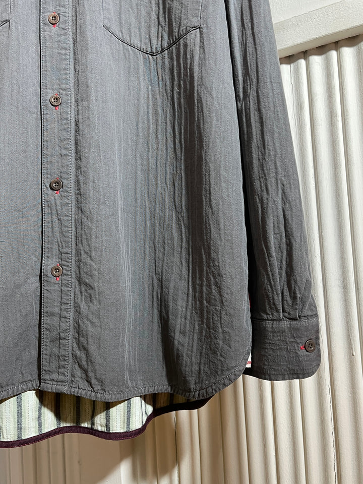 2000s "Timberland" stitched stripe design work shirt