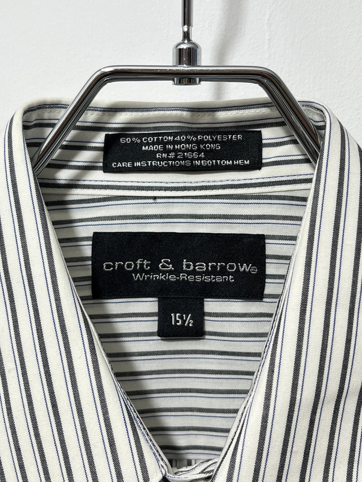 1990-00s gray stripes s/s shirt