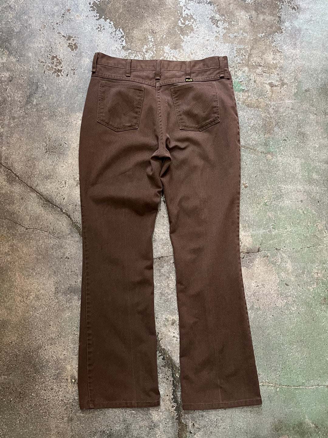 1970s USA made "Wrangler" chocolate brown bootcut pants 34×32