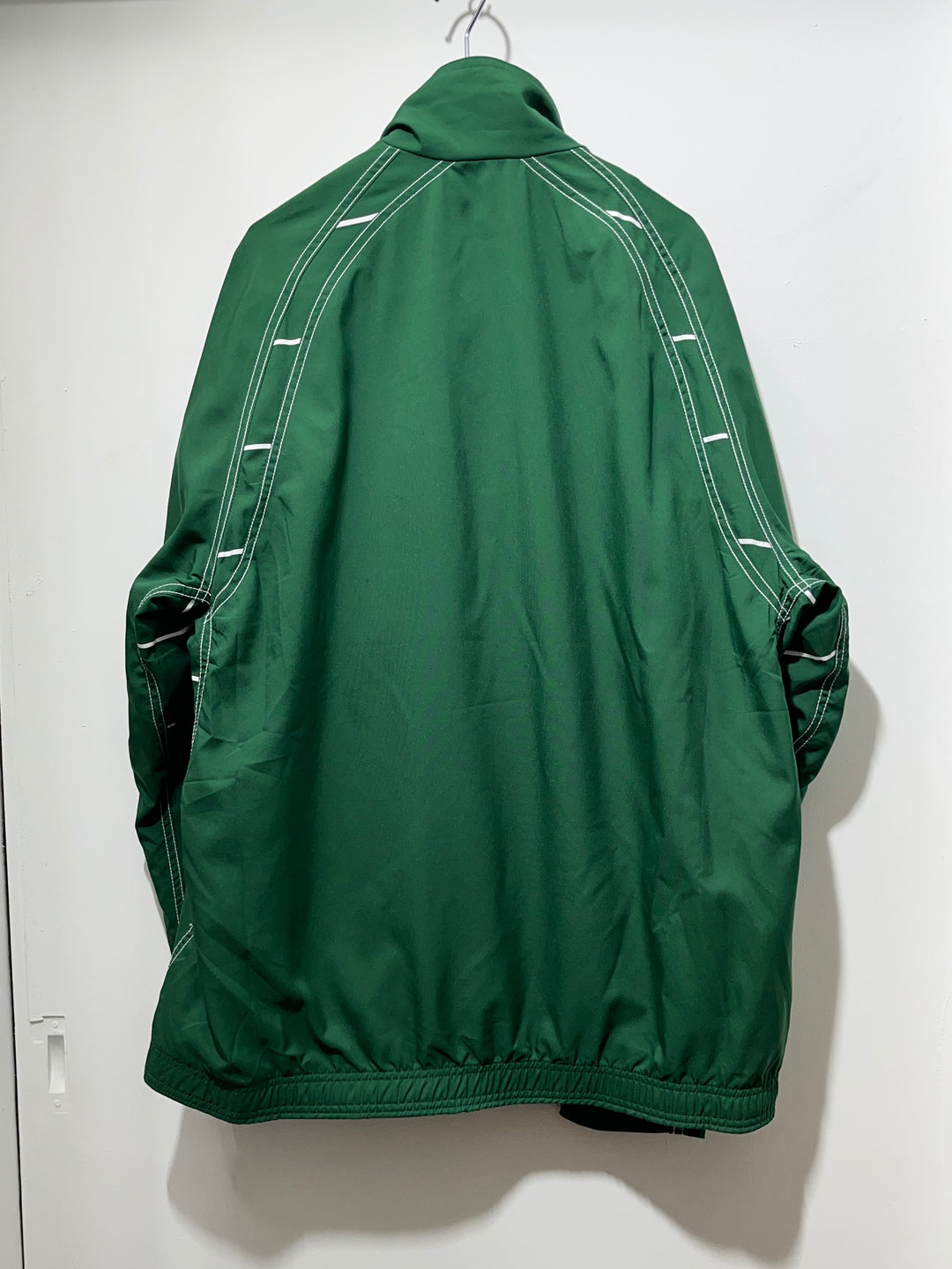 2000s "NIKE" green × white stitch training jacket