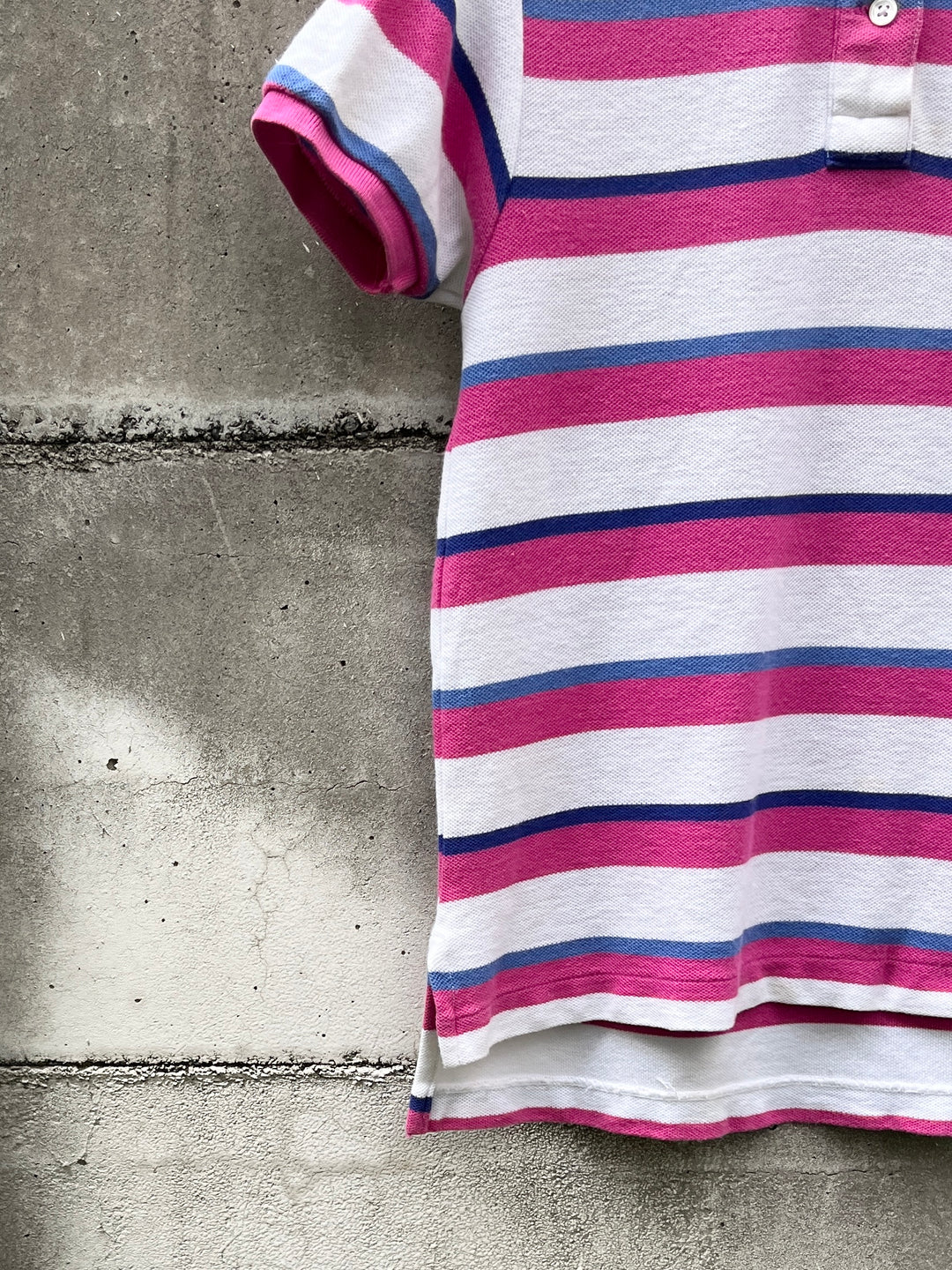 2000s "Ralph Lauren" pink × white × blue striped s/s polo