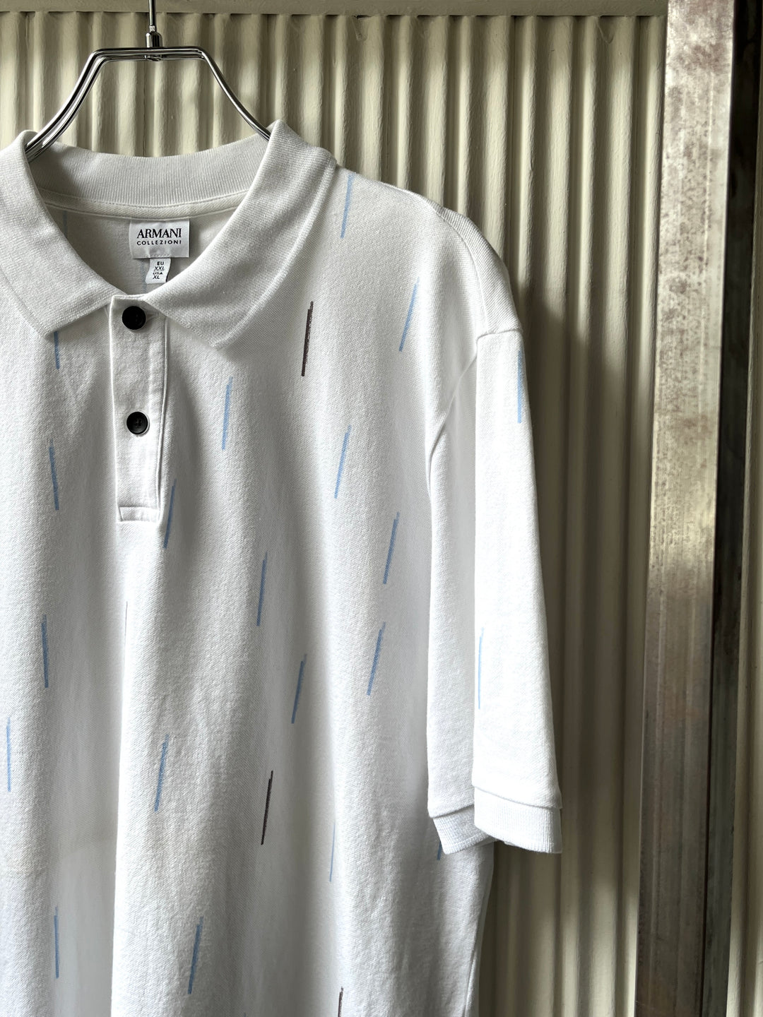 2000s "ARMANI COLLEZIONI" abstract stripe s/s polo