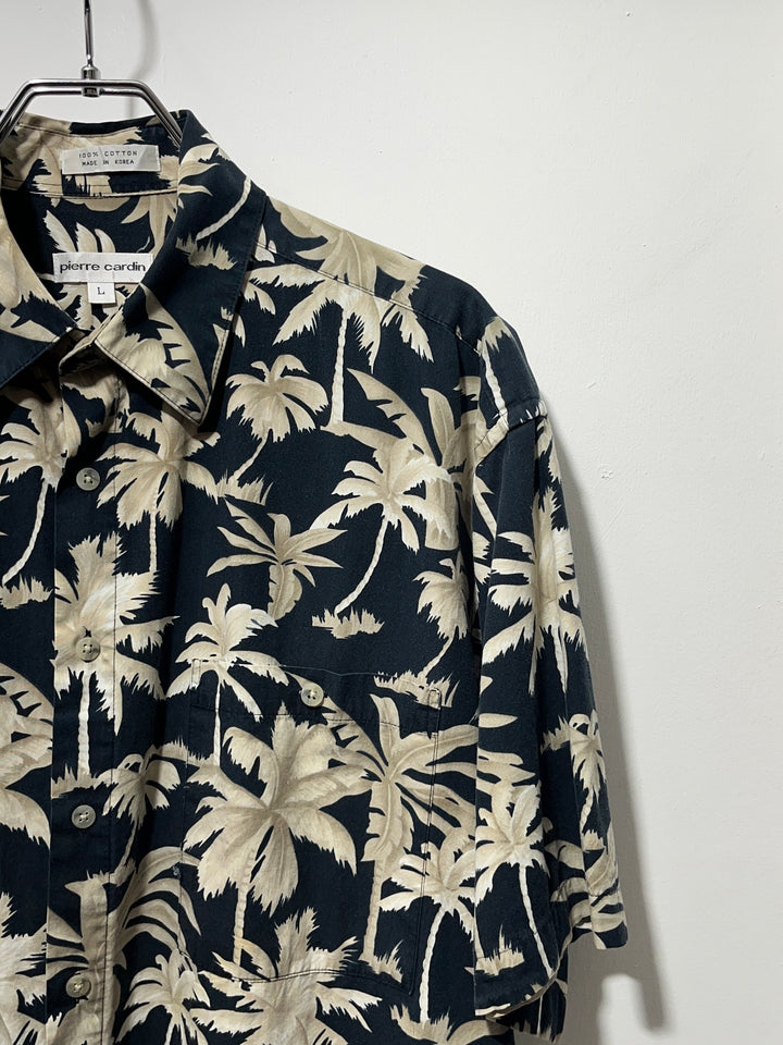 1990s "pierre cardin" palm tree print s/s shirt