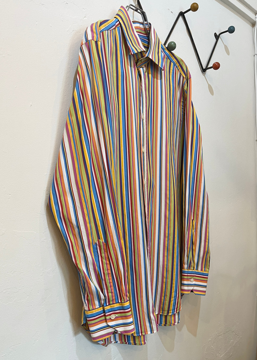 1990s ITALY made "ETRO" colorful stripe shirt